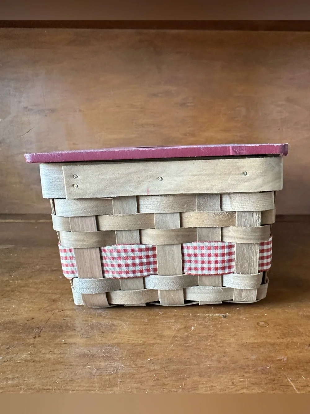 Woven Wood Tissue Box Cover Star Patriotic Gingham Country Decor 2015 Christmas